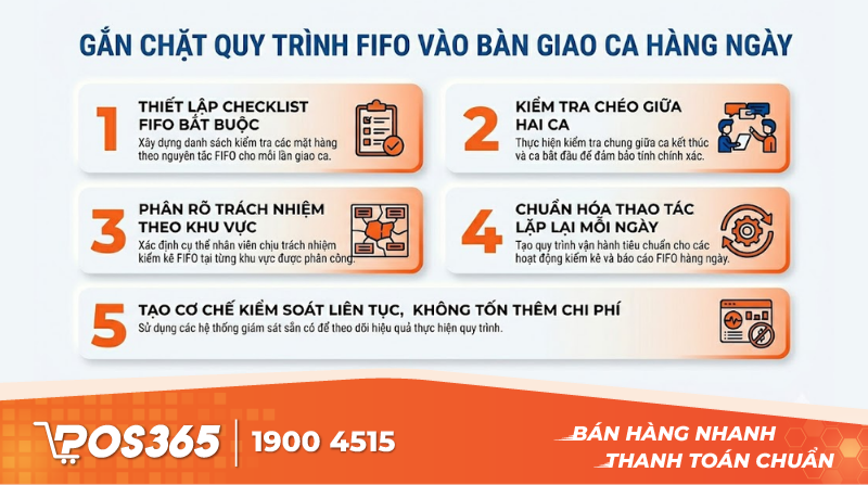 Gắn chặt quy trình FIFO vào công việc bàn giao ca hàng ngày