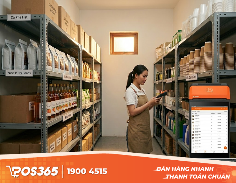 Sơ đồ sắp xếp kho hàng quán cafe khoa học, chống ẩm mốc, dễ lấy