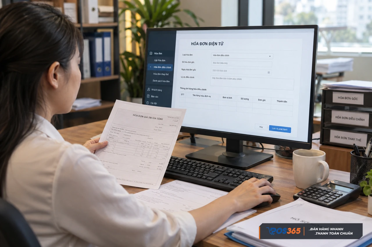 Cách xuất hóa đơn điều chỉnh hoặc thay thế khi có sai sót