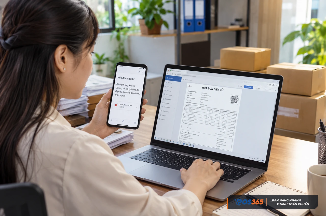 Gửi hóa đơn cho người mua và lưu trữ dữ liệu