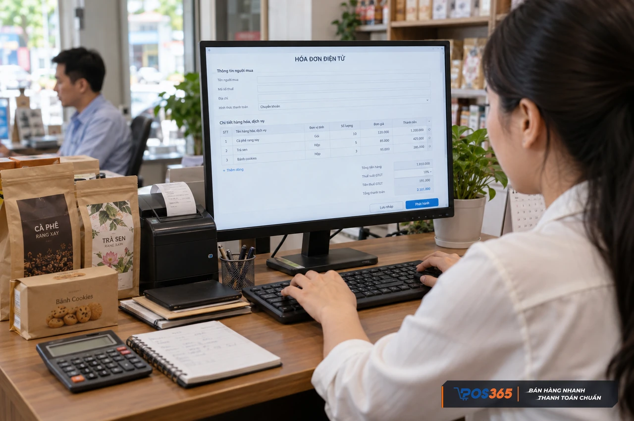 Nhập thông tin người mua và chi tiết hàng hóa dịch vụ