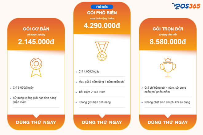 Bảng gi&aacute; phần mềm POS365