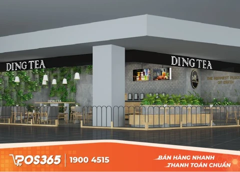 Qu&aacute;n tr&agrave; sữa với quầy thu ng&acirc;n trung t&acirc;m