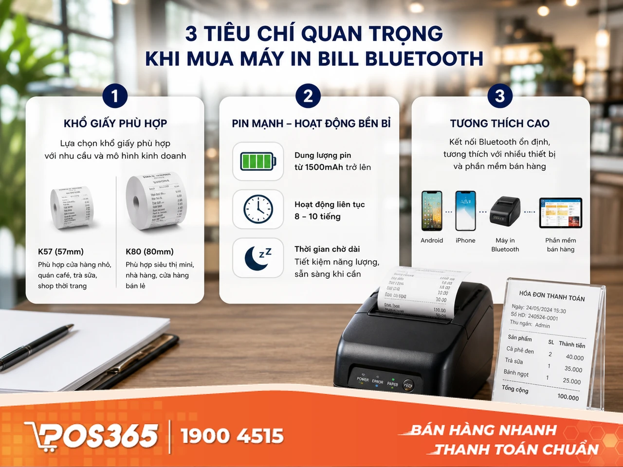 3 Tiêu chí quan trọng khi mua máy in bill Bluetooth