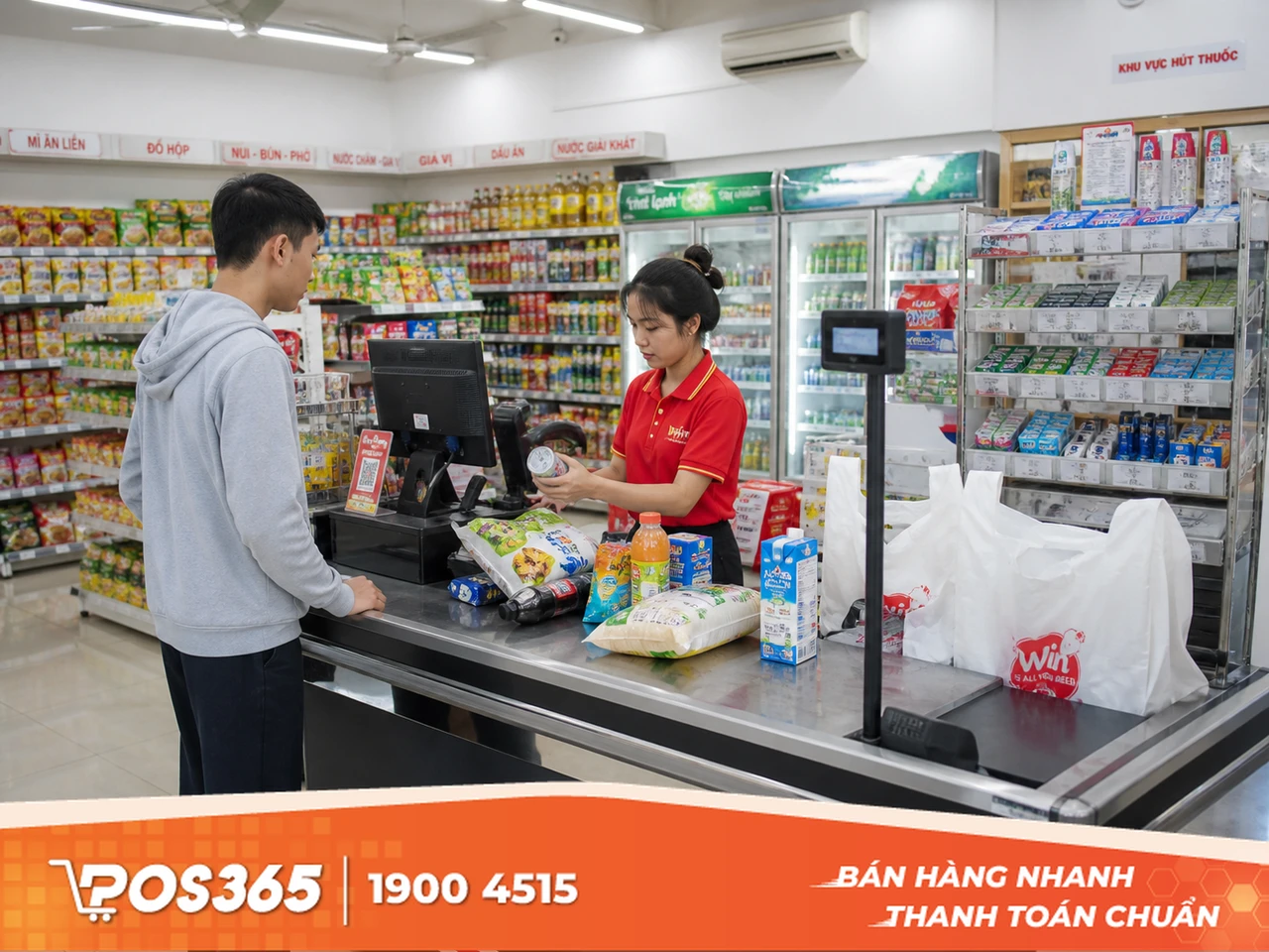 Bàn thu ngân siêu thị, tạp hóa
