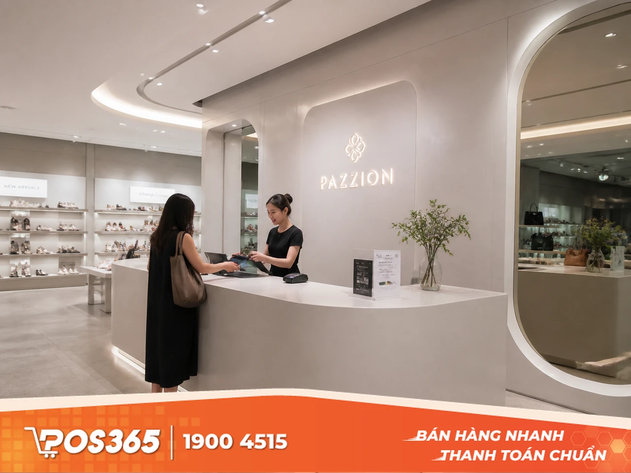 Bàn tính tiền bo cong hiện đại