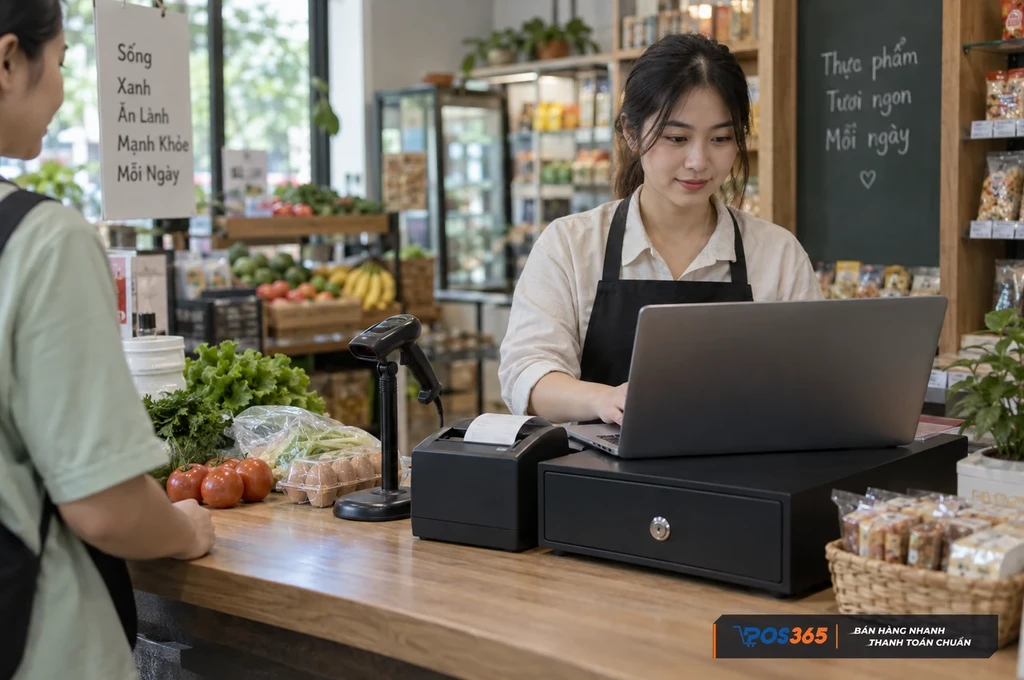 Bộ thiết bị thu ngân gọn nhẹ cho tiệm tạp hóa