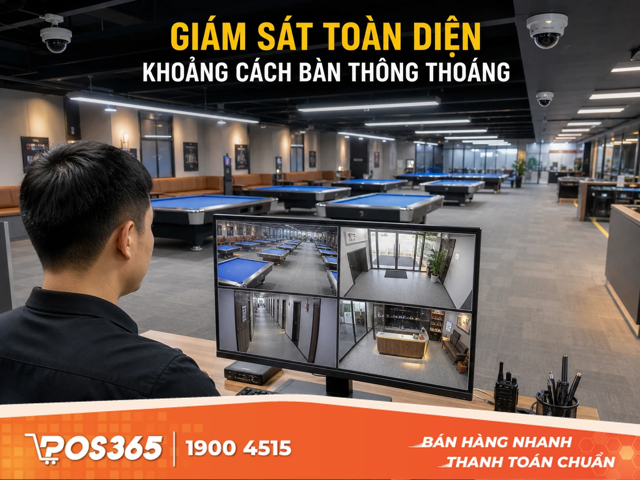 Bố trí khoảng cách bàn bida đạt chuẩn và camera giám sát "không góc chết"