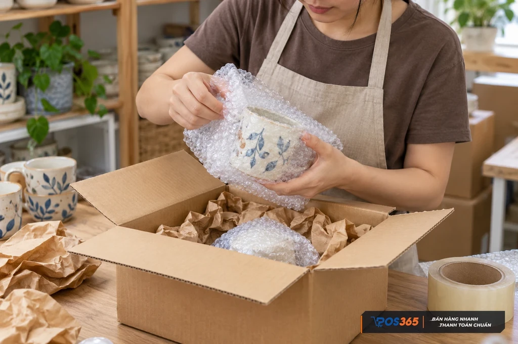 Bọc hàng dễ vỡ và chèn kín khoảng trống