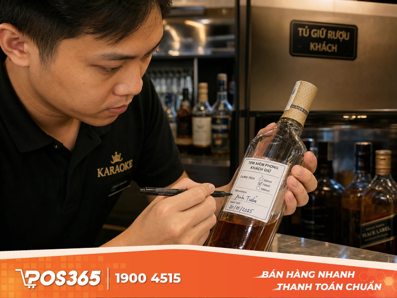 Dán tem niêm phong và ghi nhận mực rượu ngoại uống dở