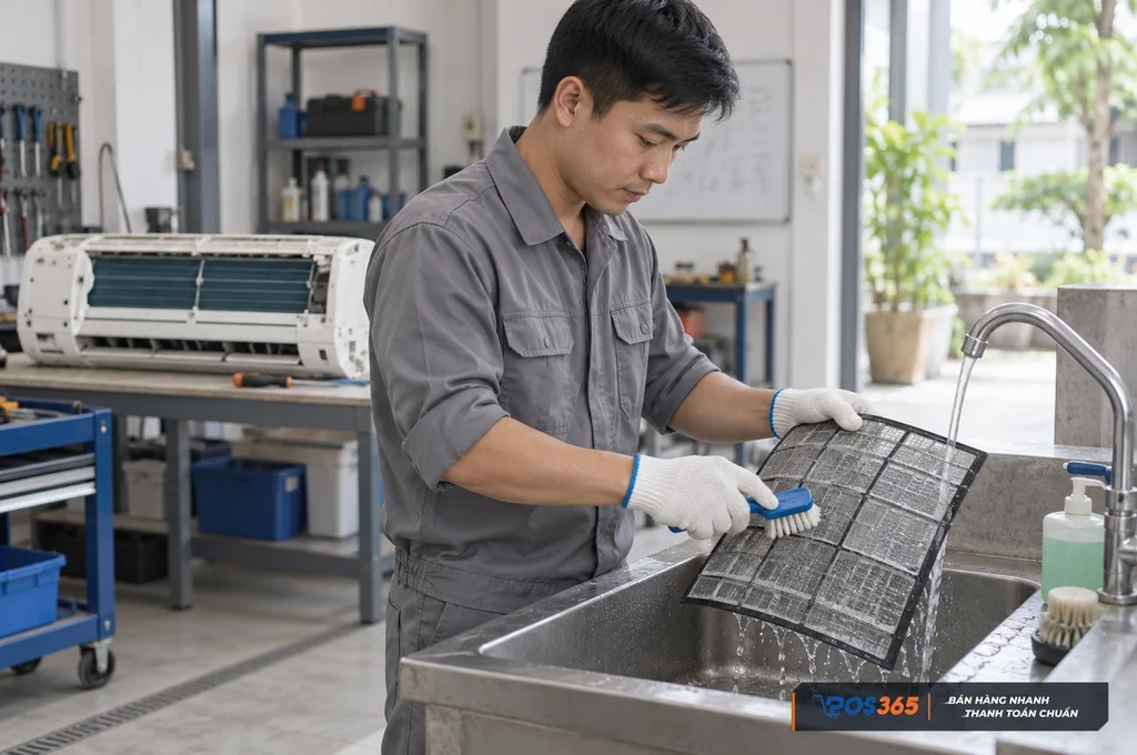 Dịch vụ vệ sinh thiết bị tại cửa h&agrave;ng điện lạnh