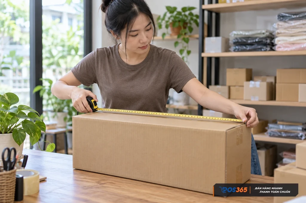 Đo kích thước kiện hàng để tính trọng lượng quy đổi