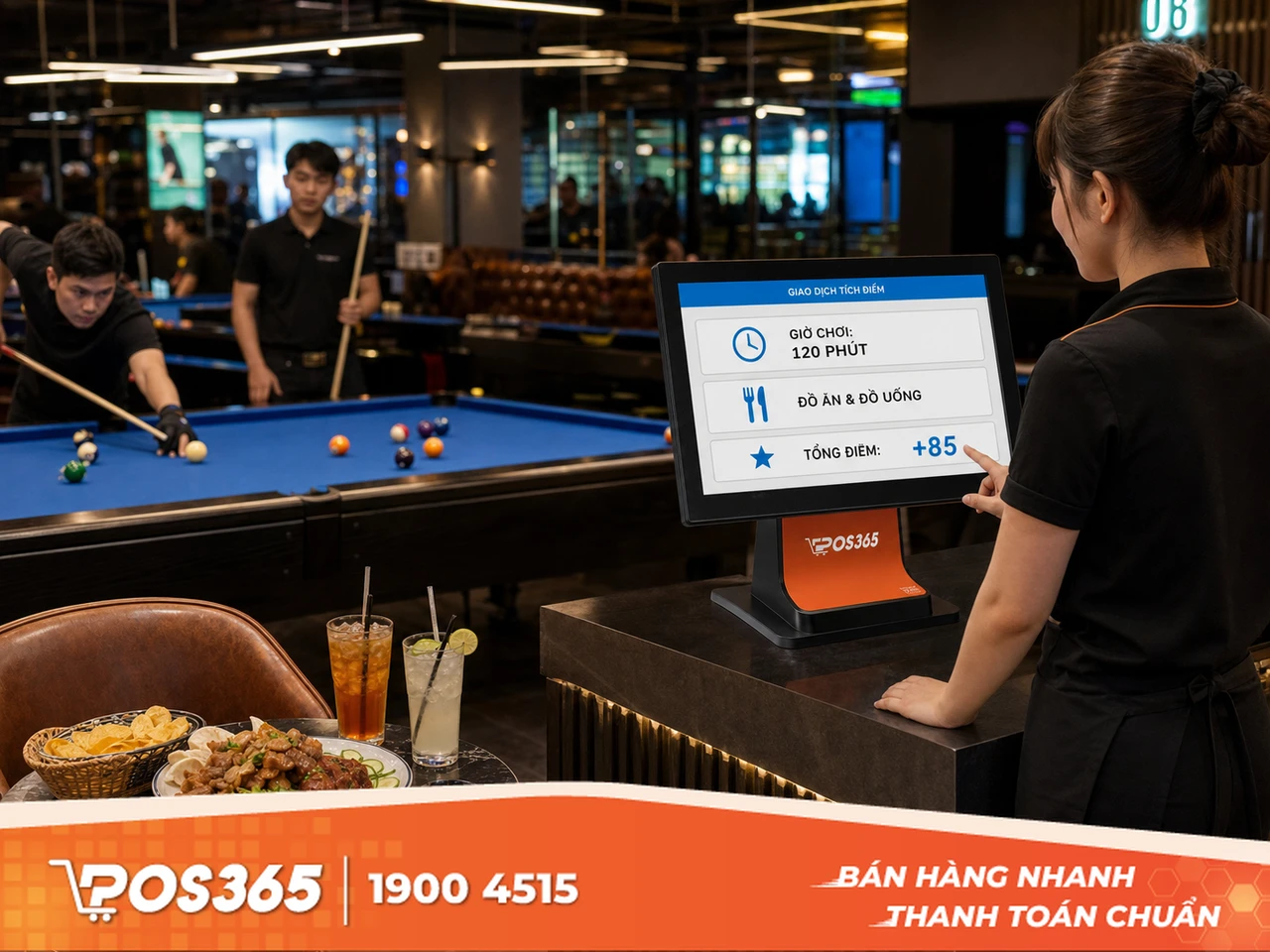 Đồng bộ điểm tích lũy cho cả tiền giờ chơi và menu ăn uống