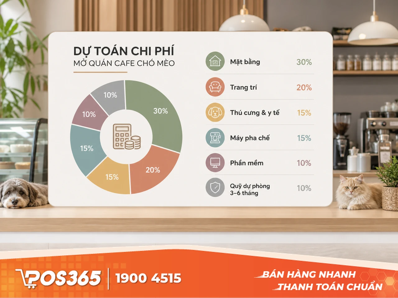 Dự toán chi phí mở quán cafe chó mèo chi tiết