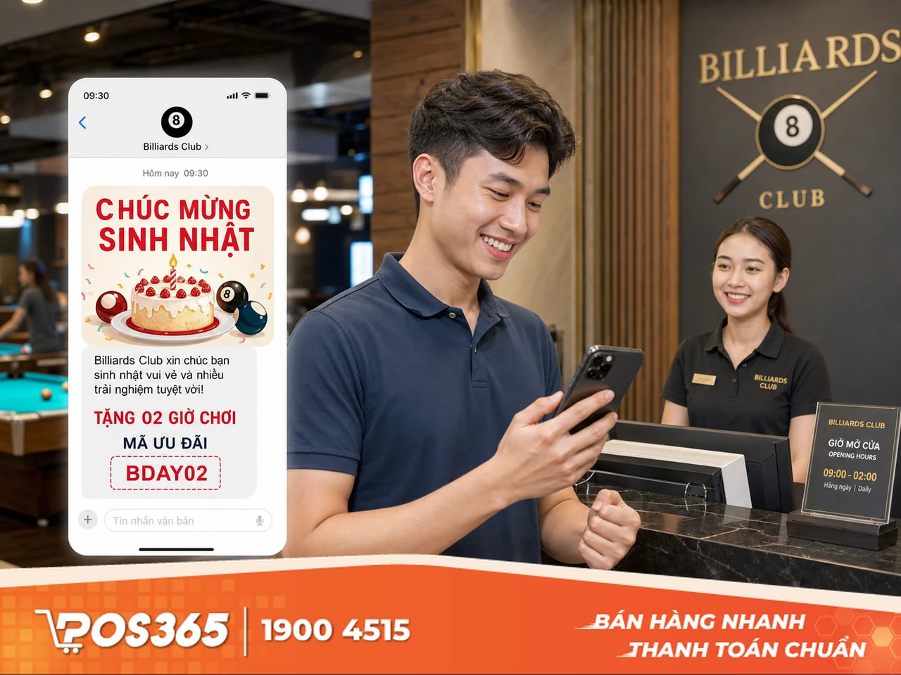 Gửi tin chúc mừng sinh nhật kèm ưu đãi giờ chơi