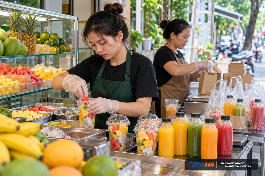 Kinh doanh hoa quả tươi gọt sẵn và nước ép giao tận nơi