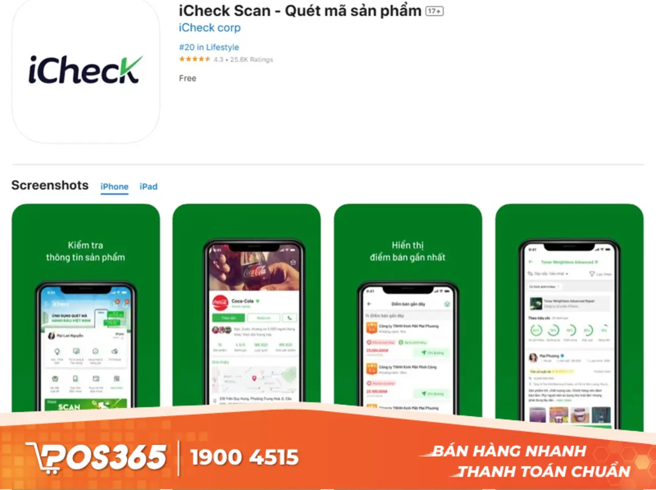 iCheck Scanner - Phần mềm check m&atilde; vạch sản phẩm phổ biến tại Việt Nam