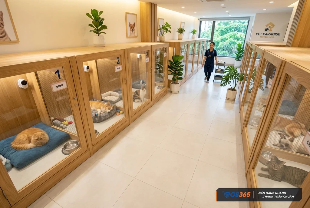 Không gian khách sạn thú cưng Pet Hotel tiện nghi