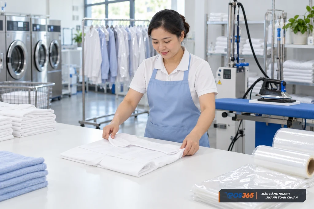 Khu vực gấp v&agrave; đ&oacute;ng g&oacute;i quần &aacute;o sạch