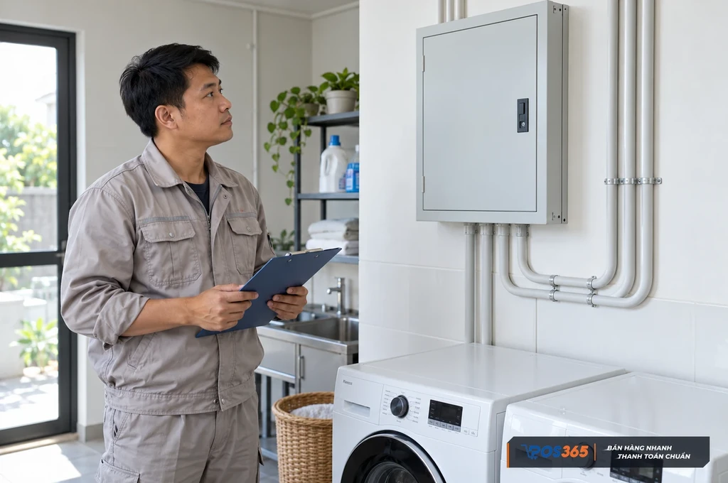 Kiểm tra hệ thống điện ri&ecirc;ng cho m&aacute;y giặt sấy
