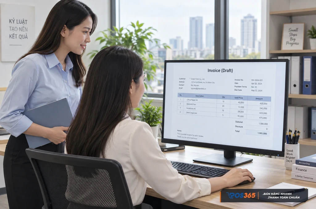 Kiểm tra th&ocirc;ng tin trước khi xuất h&oacute;a đơn