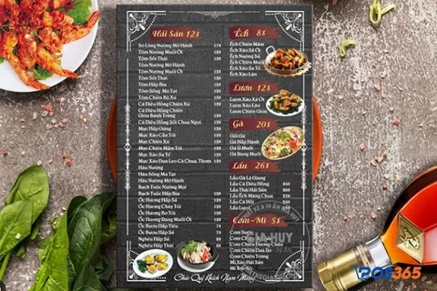 menu qu&aacute;n nhậu