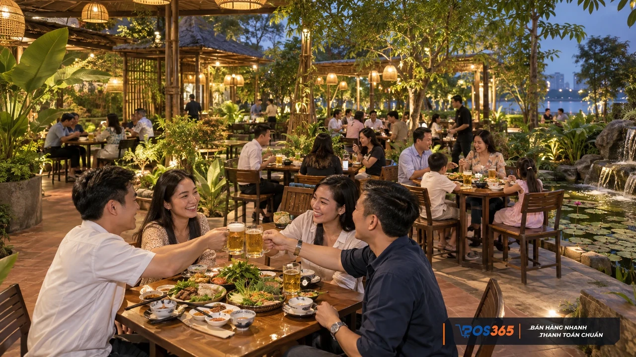 Mô hình quán nhậu sân vườn thoáng mát