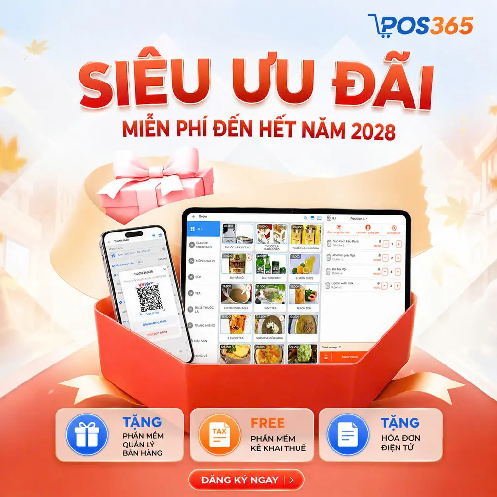 Nhận ngay trọn bộ phần mềm quản l&yacute; qu&aacute;n cafe c&ugrave;ng Thuế s&ocirc; 0 đồng từ POS365