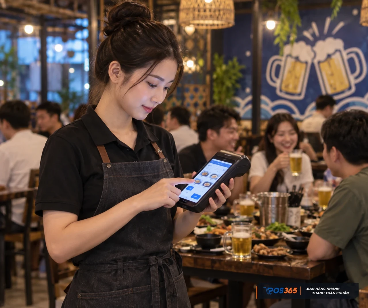 Order tại bàn quán nhậu bằng thiết bị