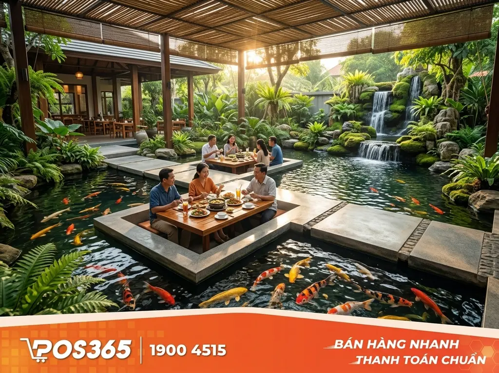 Quán nhậu sinh thái, tích hợp hồ Cá Koi/Thủy sinh lớn