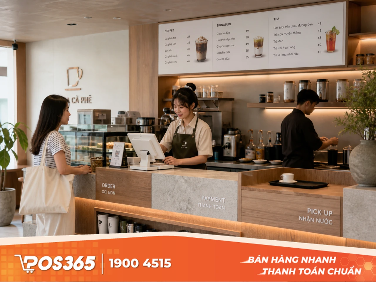 Quầy thu ngân quán cafe, trà sữa