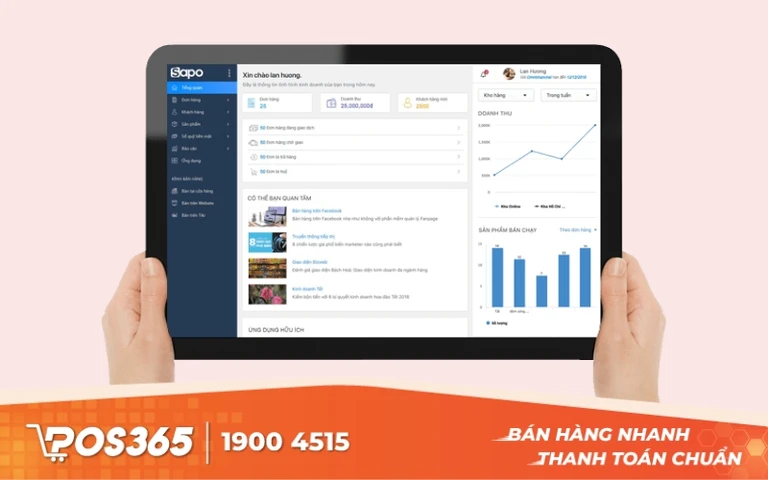Giao diện phần mềm Sapo tr&ecirc;n ipad