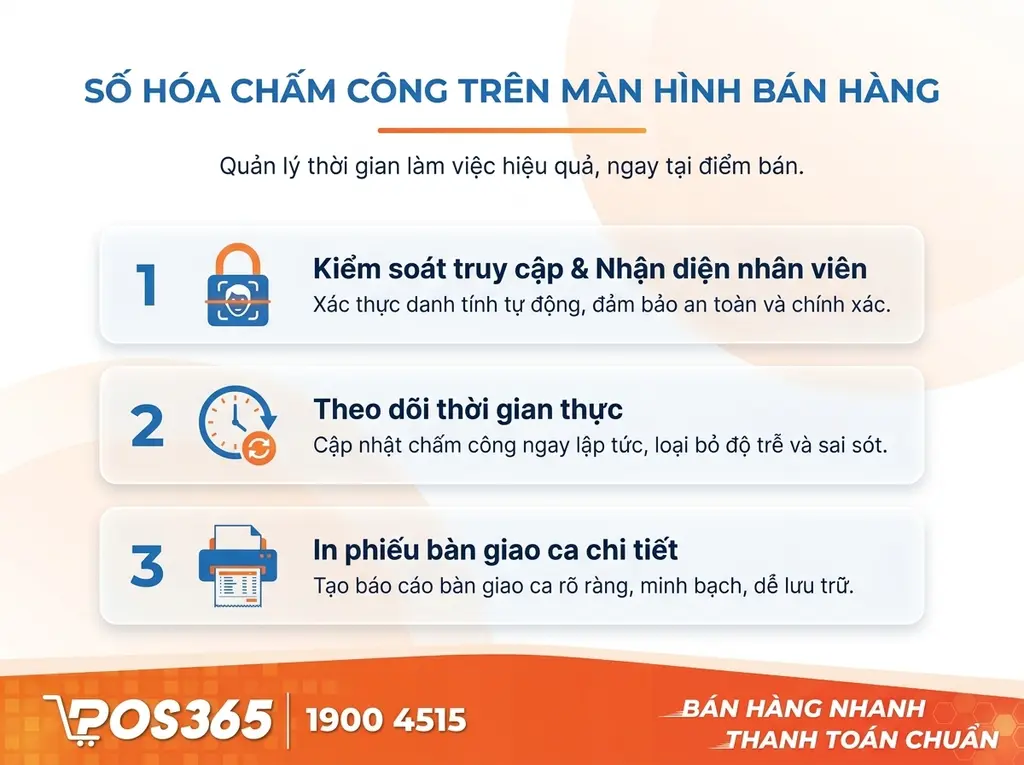 Số h&oacute;a quy tr&igrave;nh chấm c&ocirc;ng trực tiếp tr&ecirc;n m&agrave;n h&igrave;nh b&aacute;n h&agrave;ng