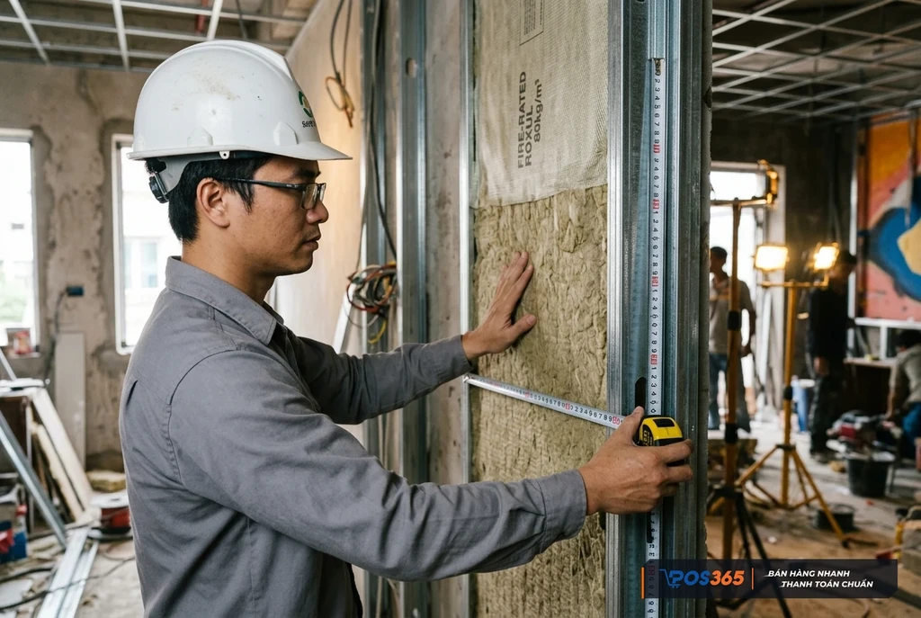 Thi công vật liệu cách âm chống cháy chuẩn CV1
