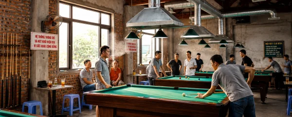 Giải pháp hệ thống hút mùi, thông gió khử khói thuốc lá quán bida