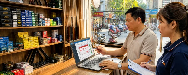 Quản lý mức tồn kho tối thiểu và cài đặt cảnh báo hết phụ kiện bida